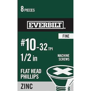 #10-32 x 1/2 in. Phillips Flat Head Zinc Plated Machine Screw (8-Pack)