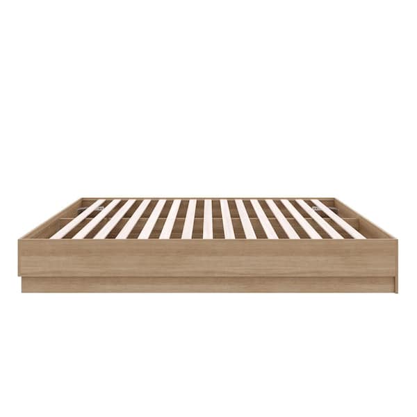 Milano Brown Oak Frame Full Size Platform Bed Frame