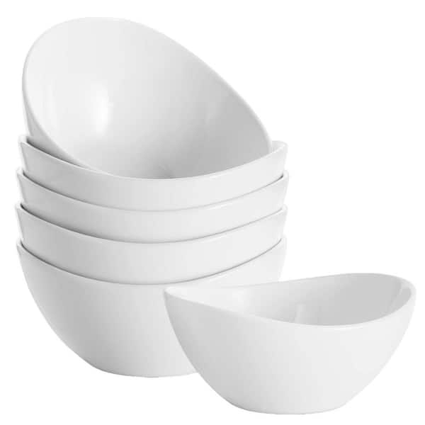 White 5.3 in. 10 fl. oz.  Ceramic Porcelain Small Serving Bowls for Ice Cream Snacks Candy, Dishwasher Safe, Set of 6