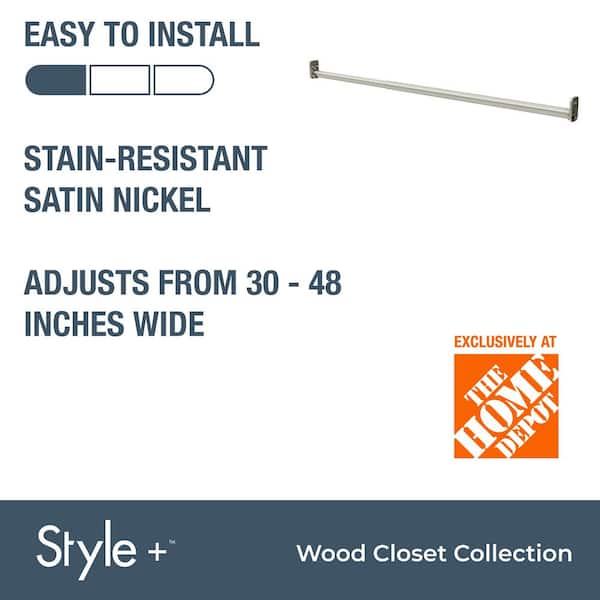 Style+ 26.5 in. Satin Nickel Adjustable Hang Rod