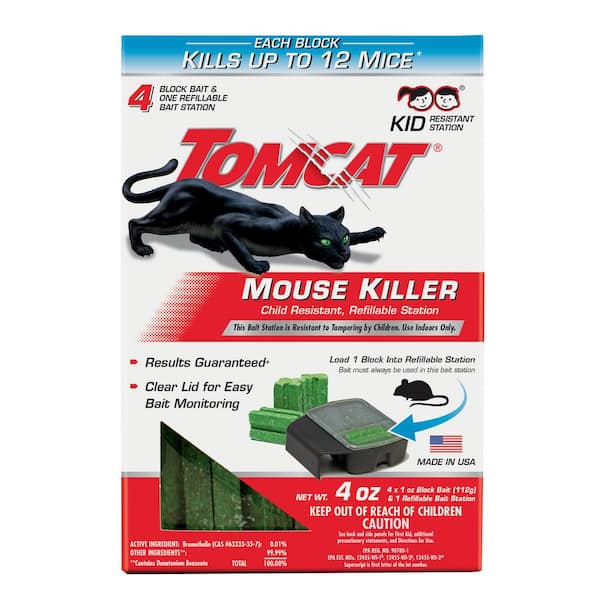 TOMCAT Mouse Killer Child Resistant Refillable Station, 1 Station with 4 Baits