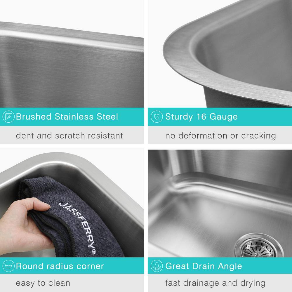 JASSFERRY 30" Satin Stainless Steel Undermount Kitchen Sink