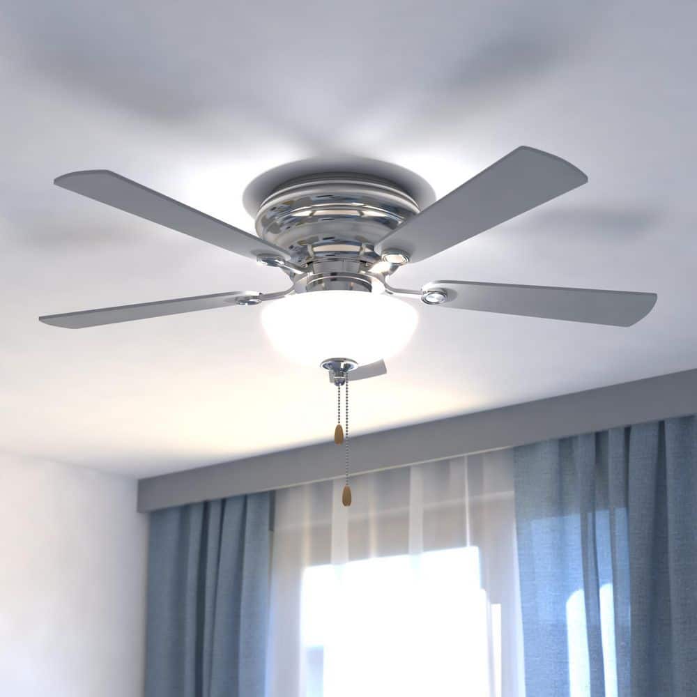 Satin Nickel 42" Ceiling Fan with Reversible Blades and LED Light