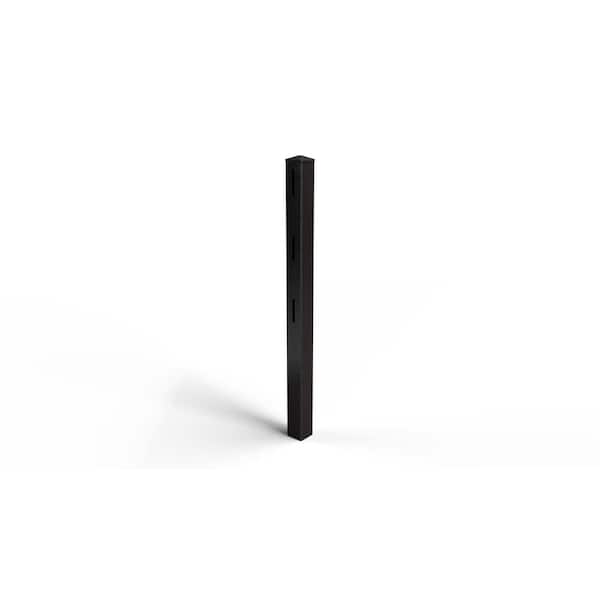 Natures Composites Composite 3-Rail Start/End Post with Post Cap for Traditional Ranch Rail System (5 in. x 5 in. x 65 in. L) Raven (Black)