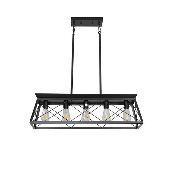 Staykiwi 5-Light Black Farmhouse Chandelier for Kitchen, Living Room, Dining Room with No Bulbs Included
