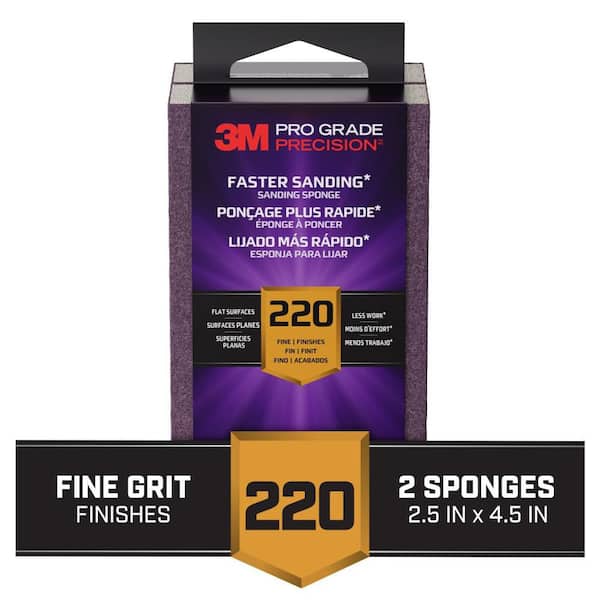 Pro Grade Precision 2 1/2 in. x 4-1/2 in. x 1 in. 220-Grit Extra Fine Block Sanding Sponge (2-Pack)