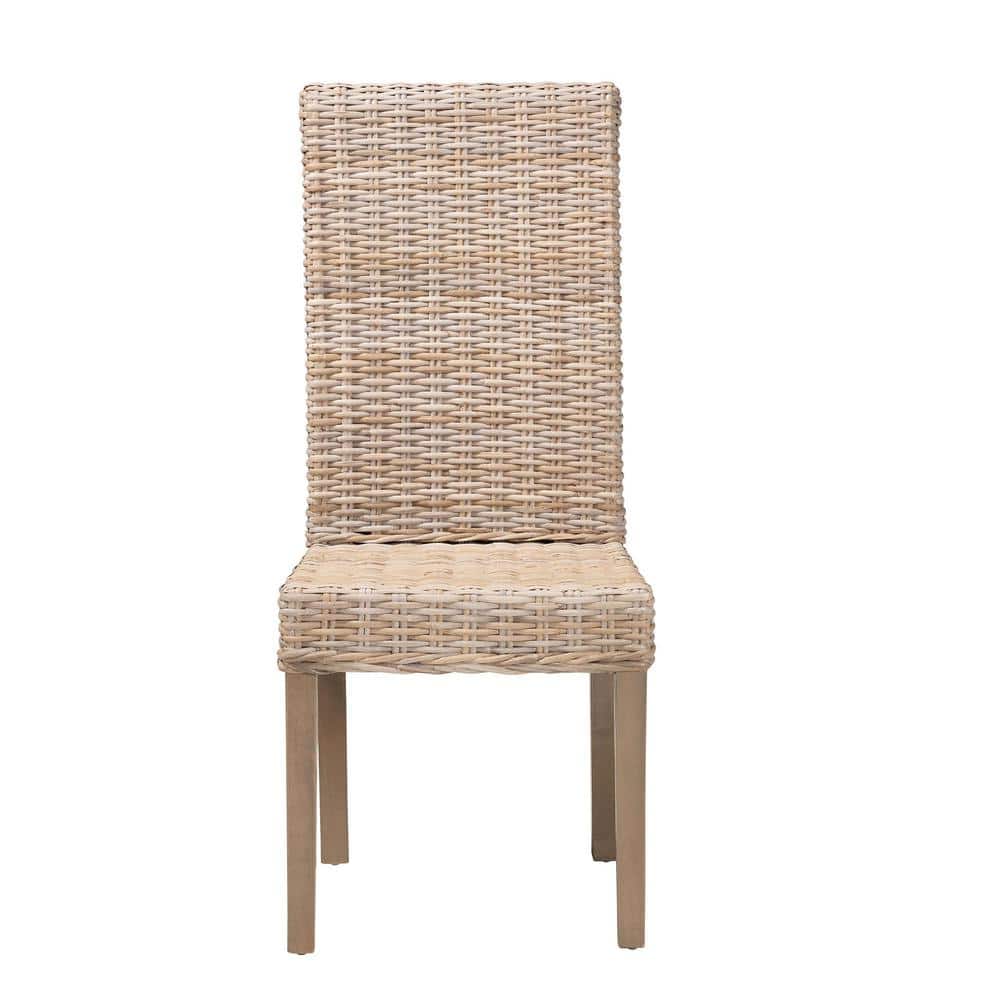 Santiago High Back Gray Cane and Wood Side Chair