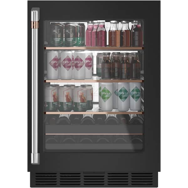 Cafe 24 in. Smart 14-Bottle Wine and 126-Can Beverage Cooler with Smart Technology in Matte Black, Reversible Doors