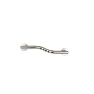 14 in. Left-Hand Modern Wave Shaped Grab Bar in Satin Stainless