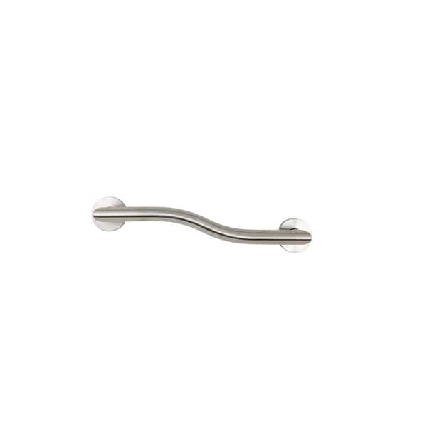 CSI Bathware 18 in. Right Hand Modern Wave Shaped Grab Bar in Satin Stainless