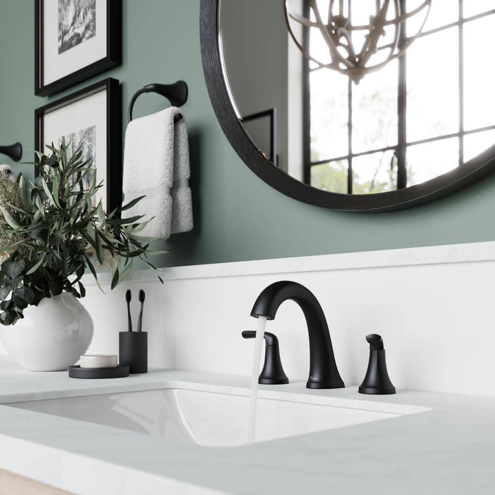 Matte Black Double Handle High Arc Bathroom Faucet