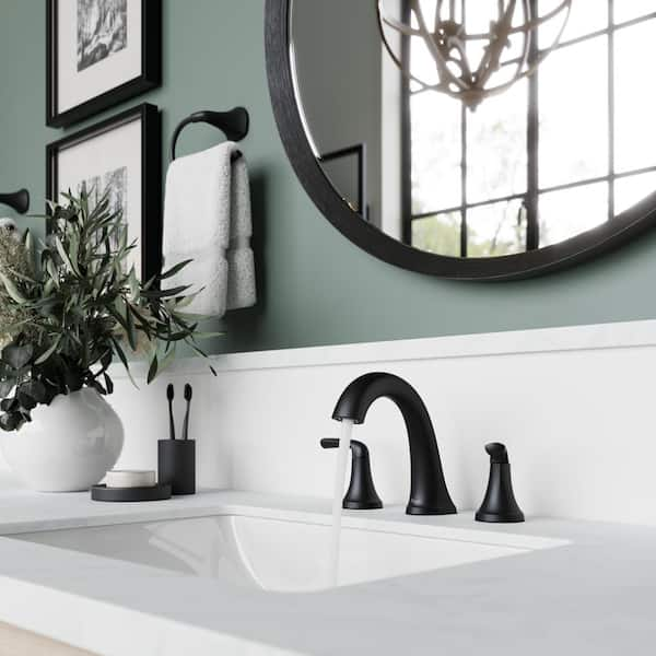 Ladera 8 in. Widespread Double Handle Bathroom Faucet in Matte Black