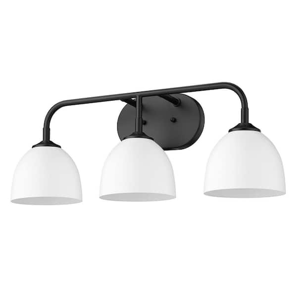 Golden Lighting - Zoey 8 in. 3-Light Matte Black Vanity Light
