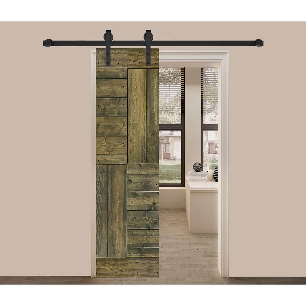 Aged Barrel Finished Solid Wood 84" Textured Barn Door Slab