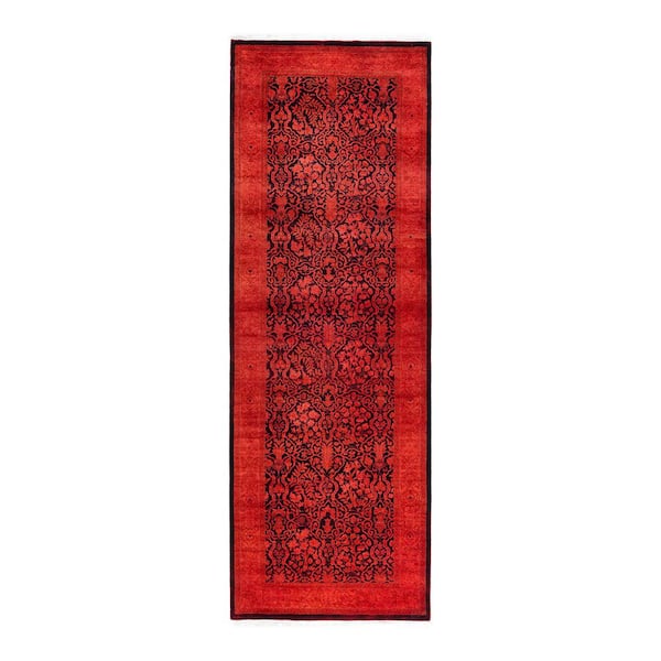 Overdyed Orange 3 ft. x 8 ft. Solid Wool Indoor Runner Rug