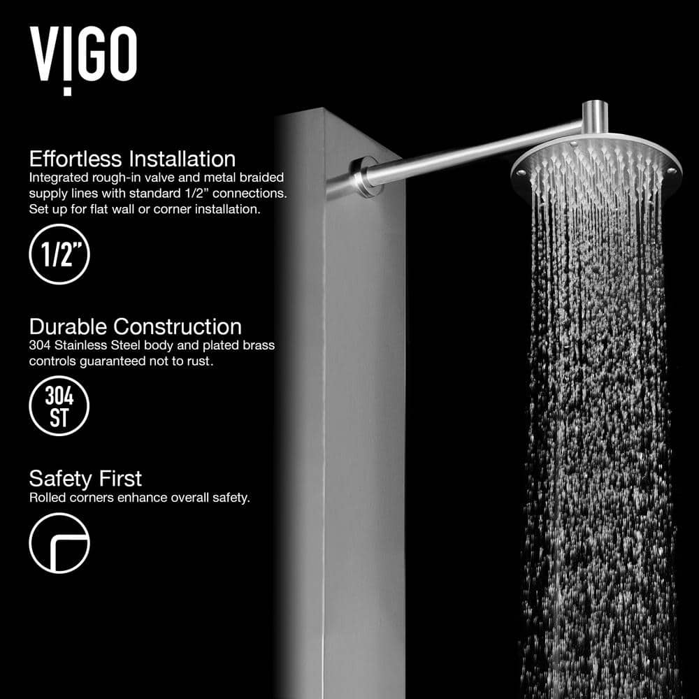 Dilana 67" Stainless Steel 6-Jet Shower System with Hand Shower