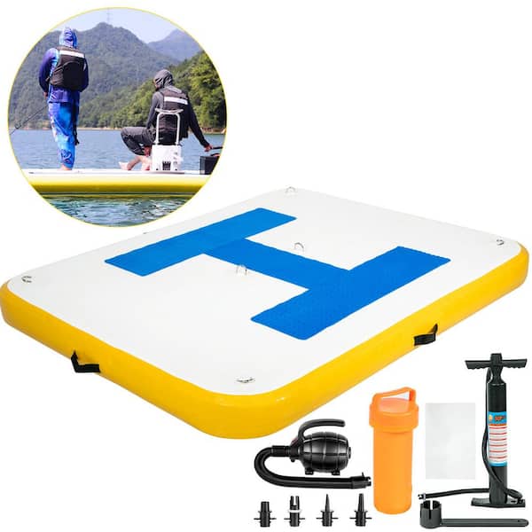 Floating Platform 8 x 5 ft. Inflatable Floating Dock with Electric Air Pump  Inflatable Swim Platform 4-6 People