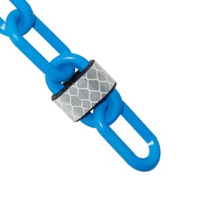 2 in. (#8,51 mm) x 100 ft. Sky Blue Reflective Plastic Barrier Chain