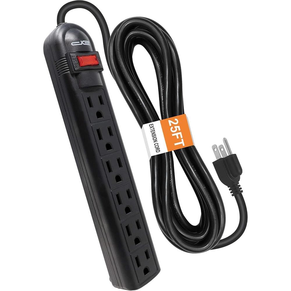 Lukyamzn 25 ft. Extension Cord, Surge Protector Power Strip with 6 ...