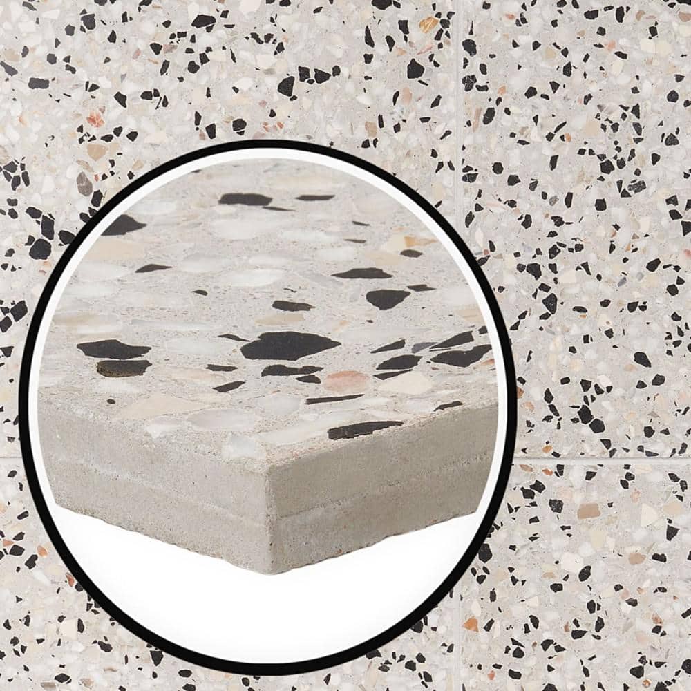 Tarboro 16" Beige Polished Terrazzo Floor and Wall Tile
