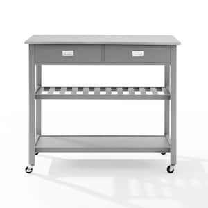 Chloe Gray with Stainless Steel Top Kitchen Island