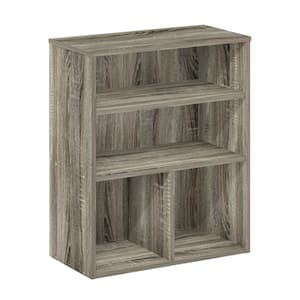 Pasir 28.15 in. Tall French Oak 3-Shelf Etagere Bookcase with Adjustable Shelves