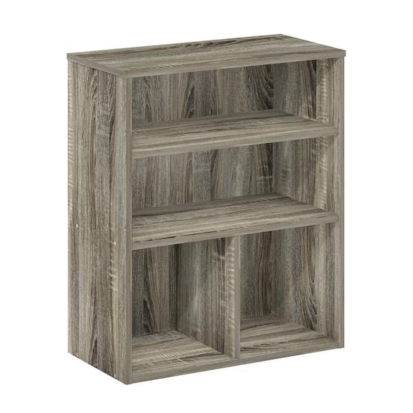 Furinno Pasir 28.15 in. Tall French Oak 3-Shelf Etagere Bookcase with Adjustable Shelves