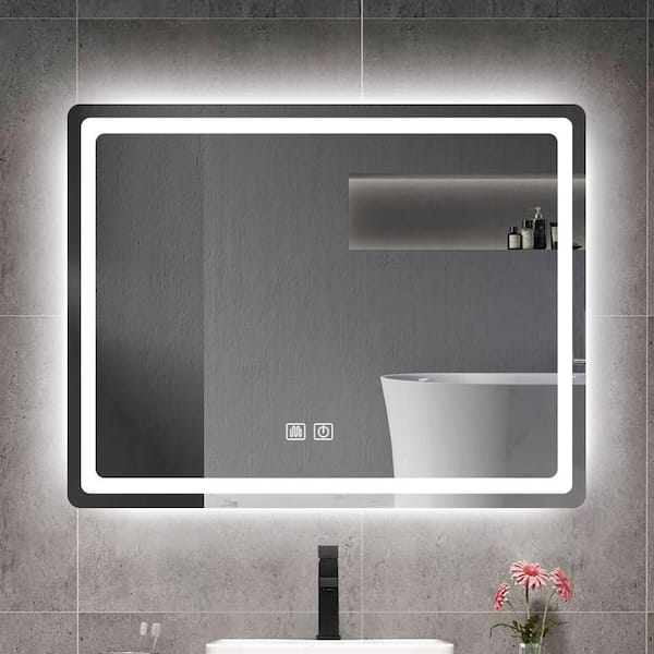 31.5 in. W x 23.62 in. H Rectangular Glass Frameless Anti-Fog Wall Mounted Bathroom Vanity Mirror in Natural