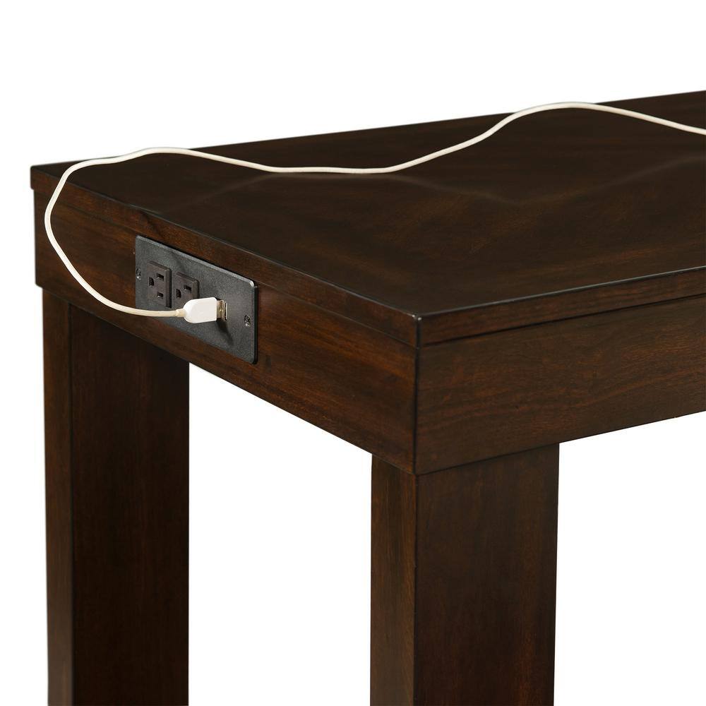 Walnut & Cherry Transitional Multipurpose Bar Table Set with USB Ports