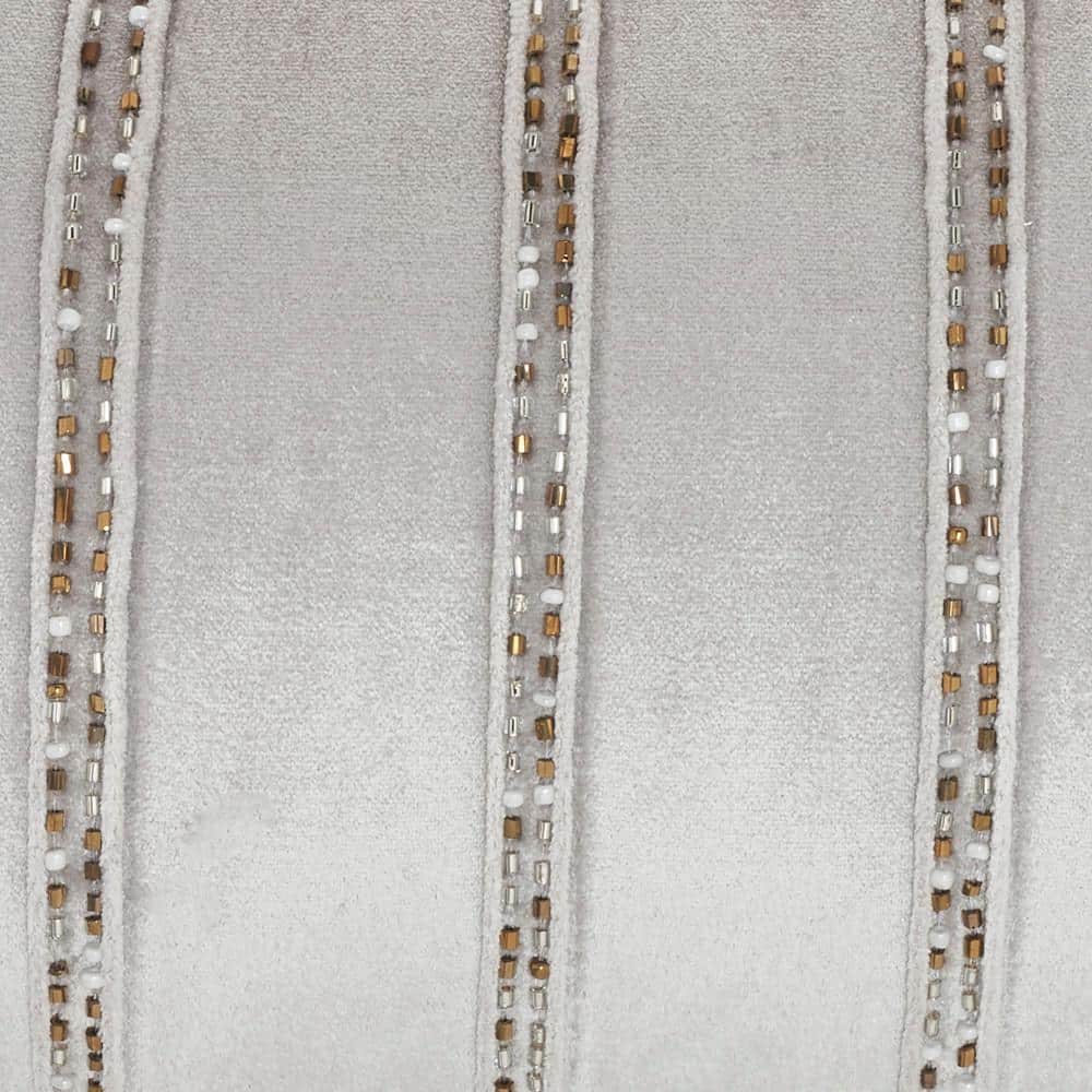 Light Gray Beaded Stripes Lumbar Throw Pillow