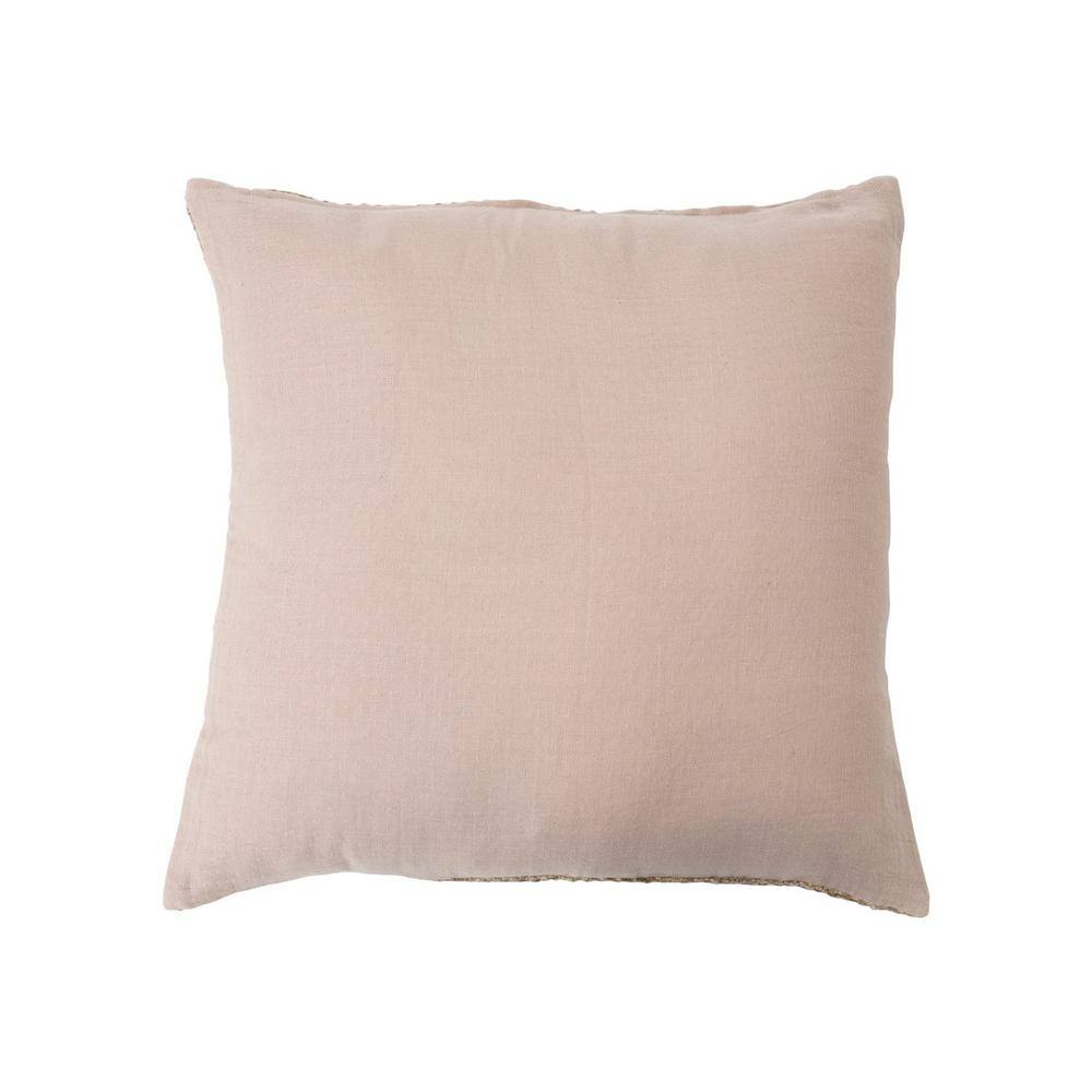 20" Gray and Tan Mélange Cotton Blend Bouclé Pillow