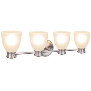 4-Light Satin Nickel Vanity Light with Frosted Glass Shade