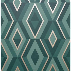 Shard Turquoise Geometric 20.5 in. x 33 ft. Unpasted Peelable Paper Wallaper