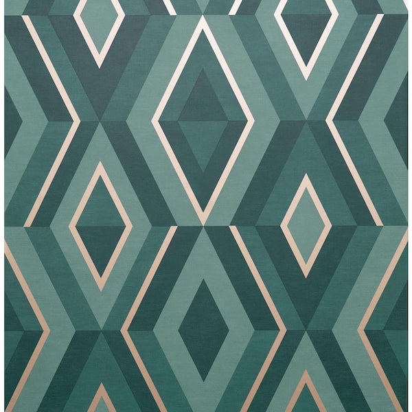 Fine Decor Shard Turquoise Geometric 20.5 in. x 33 ft. Unpasted Peelable Paper Wallaper