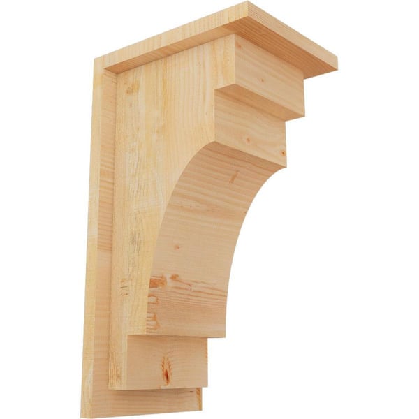 Ekena Millwork 8 in. x 10 in. x 18 in. Douglas Fir Mediterranean Rough Sawn Corbel with Backplate
