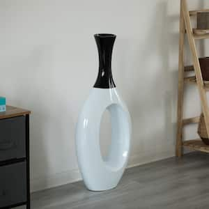 White Large Unique Shaped Modern Floor Vase