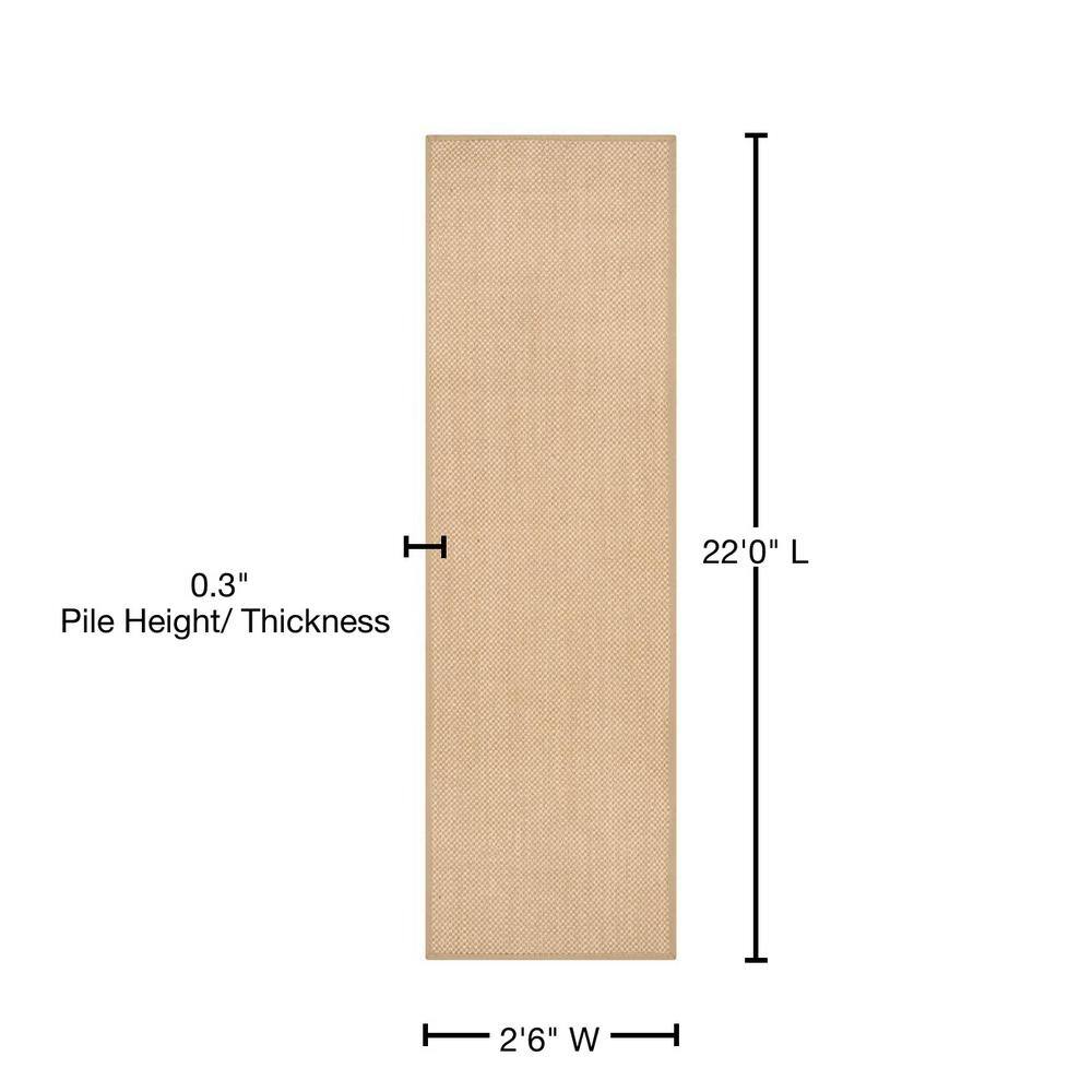 Maize and Linen Natural Fiber Runner Rug with Cotton Border