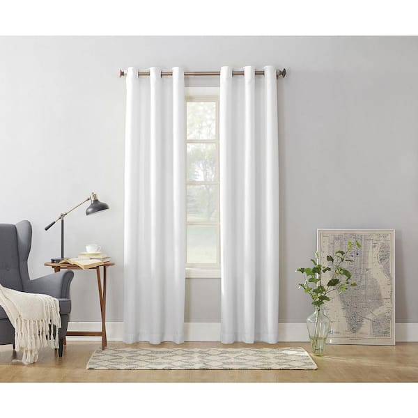Unbranded White Solid Grommet Room Darkening Curtain - 48 in. W x 63 in. L