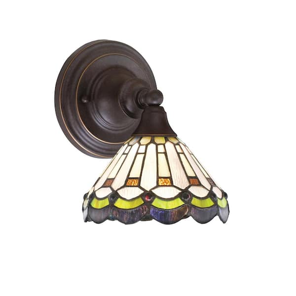 Unbranded Fulton 1 Light Dark Granite Wall Sconce 7 in. Cyprus Art Glass