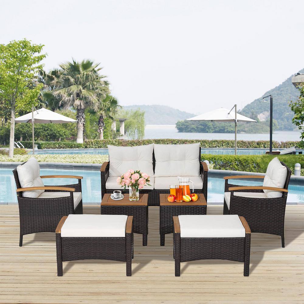 Better homes and gardens hawthorne park patio 2024 dining set outdoor cushioned wicker 7 piece