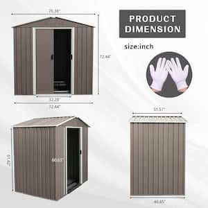 6 ft. x 5 ft. Outdoor Gray Metal Shed Storage with Metal Floor Base (30 sq. ft.)