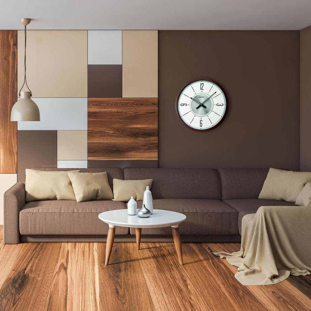 Oversized White and Metallic Brown Round Wall Clock