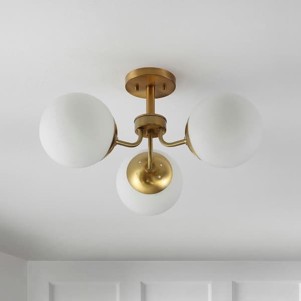 JONATHAN Y Olivier 23.5 in. 3-Light Brass Gold Bohemian