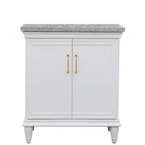 31 in. W x 22 in. D Single Bath Vanity in White with Granite Vanity Top in Gray with White Rectangle Basin
