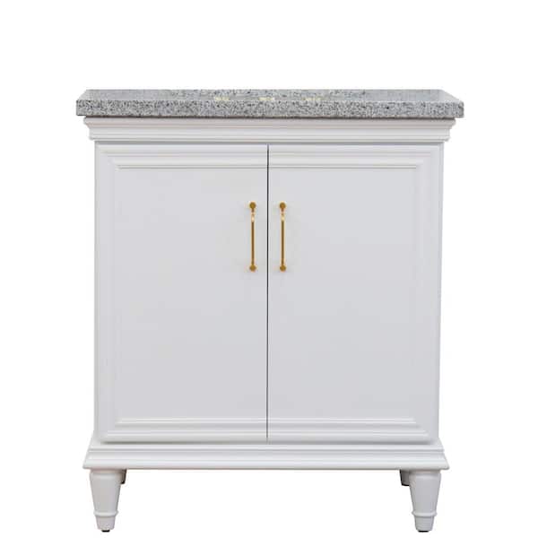 Bellaterra Home 31 in. W x 22 in. D Single Bath Vanity in White with Granite Vanity Top in Gray with White Rectangle Basin