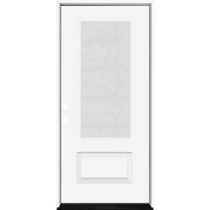Legacy 36 in. x 80 in. 3/4 Lite Rain Glass RHIS White Primed Fiberglass Prehung Front Door
