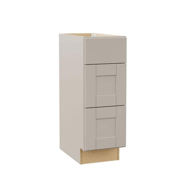 Hampton Bay Shaker Assembled 12x34.5x21 in. Bath Vanity Drawer Base Cabinet with Ball-Bearing Drawer Glides in Dove Gray