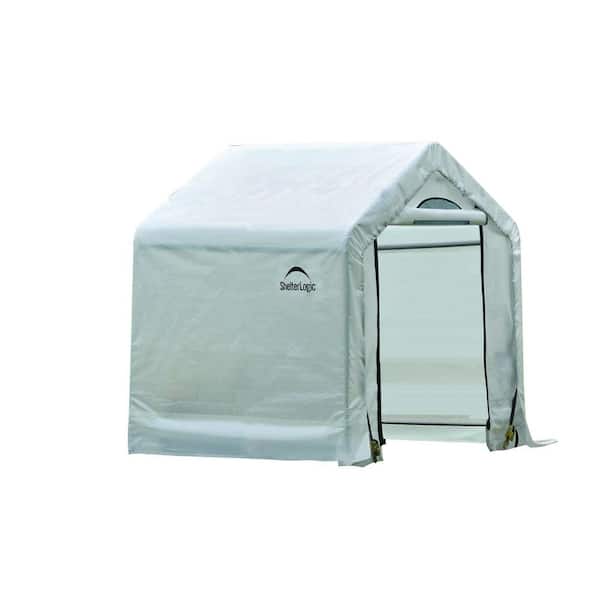 ShelterLogic 5 ft. W x 3.5 ft. D x 5 ft. H Peak-Style Steel Firewood Seasoning Shed with Clear Fabric and Patent-Pending Stabilizers