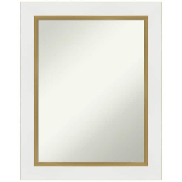 Amanti Art Eva White Gold 23.25 in. H x 29.25 in. W Framed Non-Beveled Bathroom Vanity Mirror in Gold, White