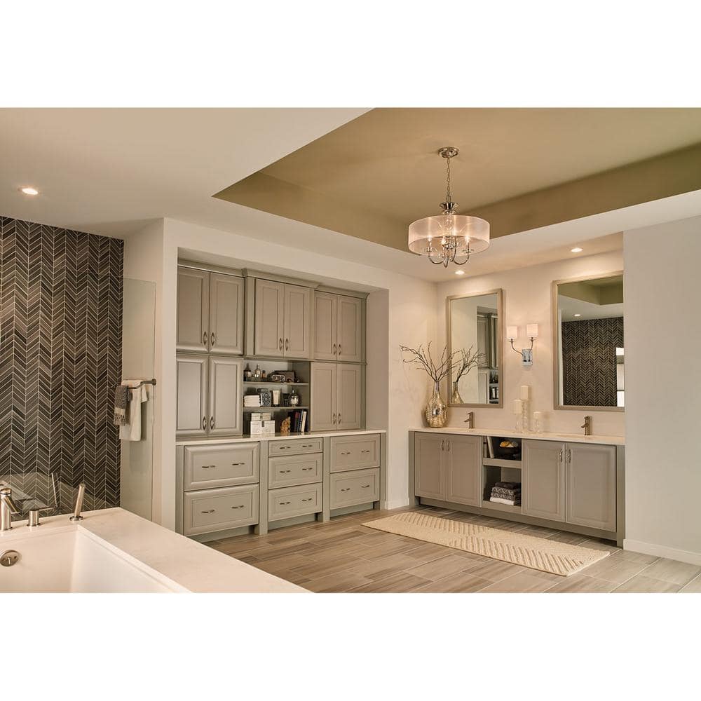 Polished Nickel 4-Light Pendant with Seeded Glass Shade